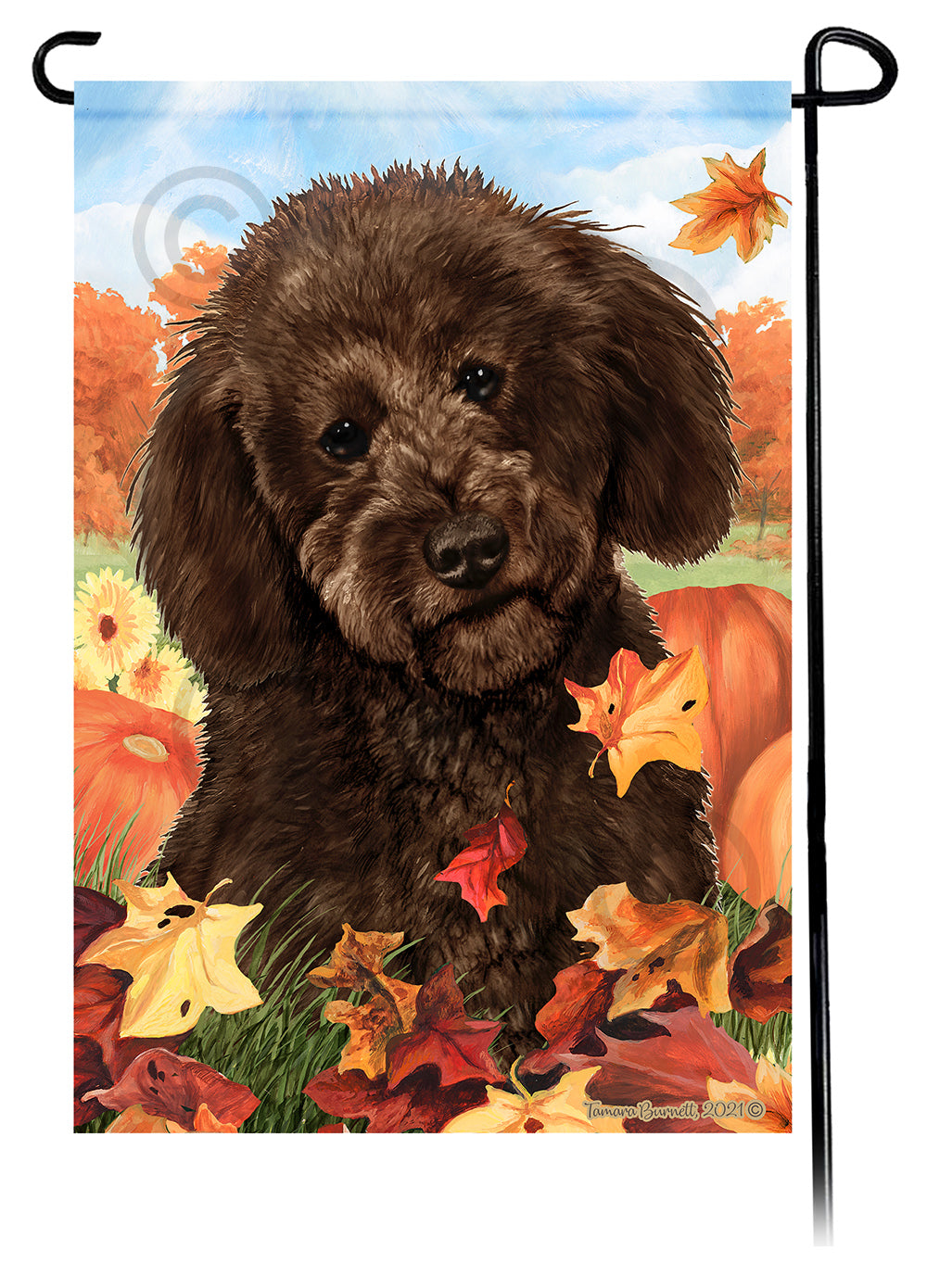 Labradoodle Falling Leaves - Garden Flag