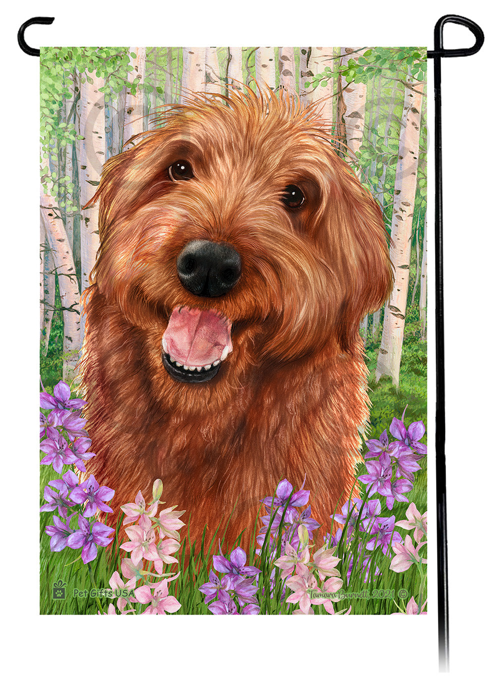 Labradoodle Spring Flowers - Garden Flag