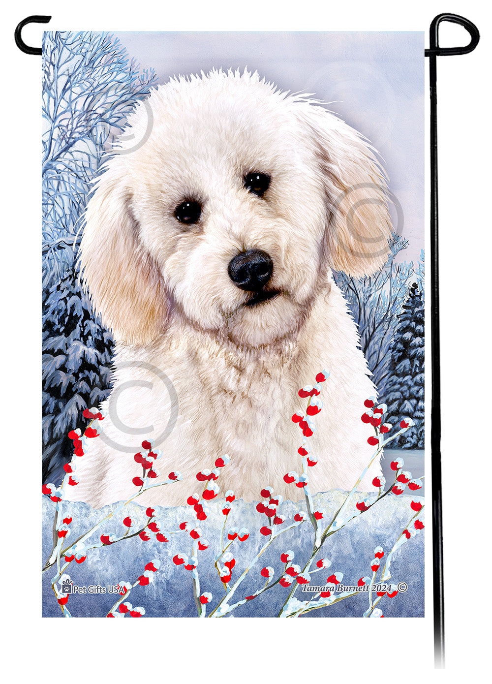 Labradoodle Winterberries - Garden Flag