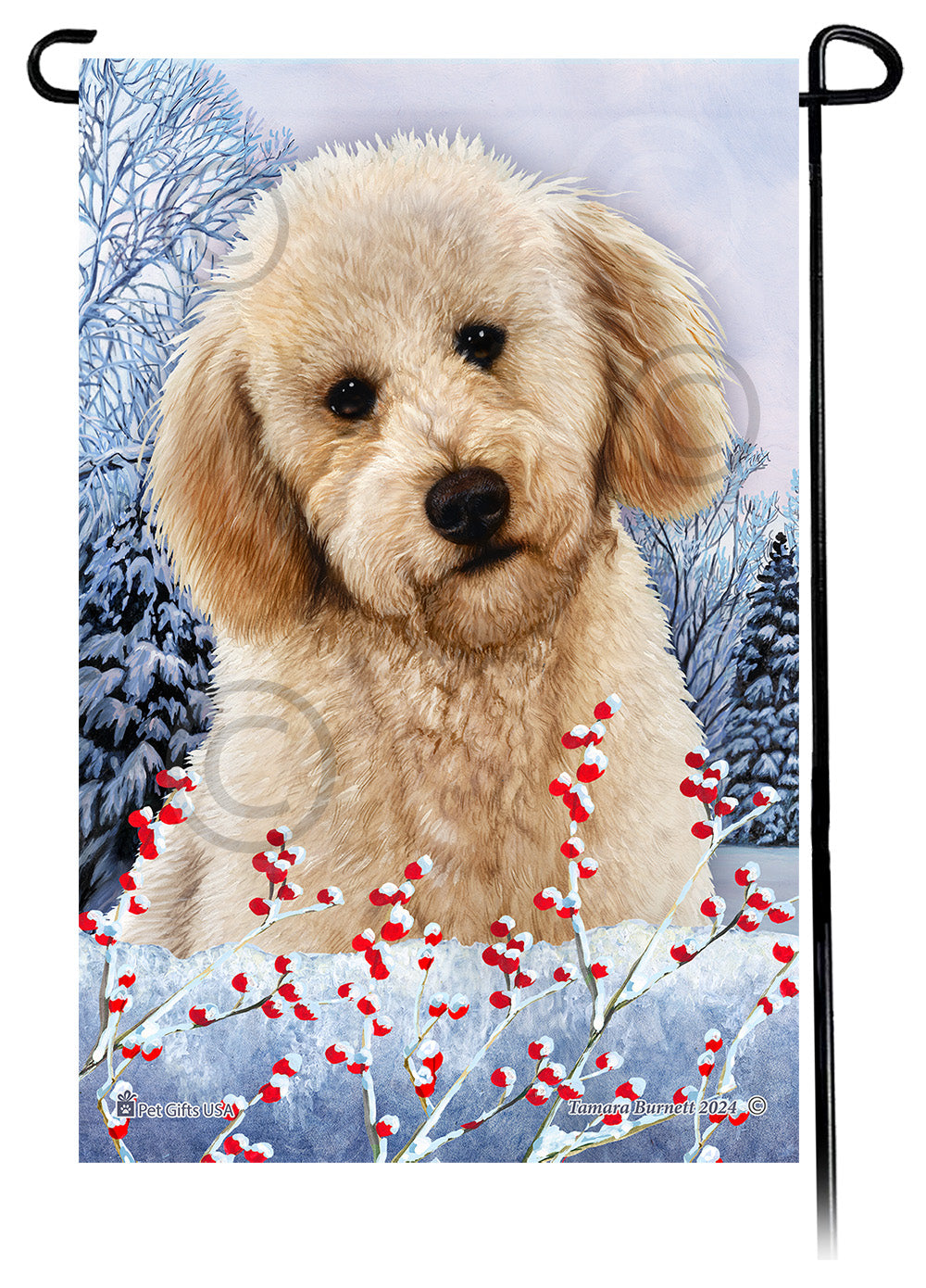 Labradoodle Winterberries - Garden Flag