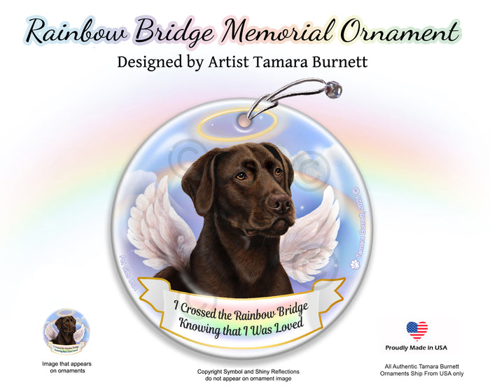 Labrador Chocolate Rainbow Bridge Memorial Ornament