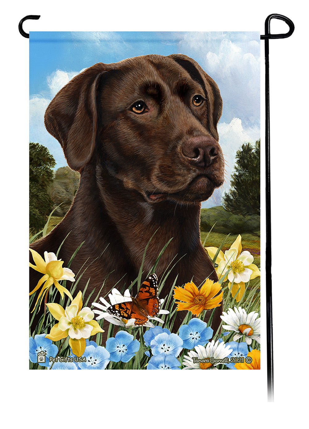 Labrador Retriever Summer Flowers - Garden Flag
