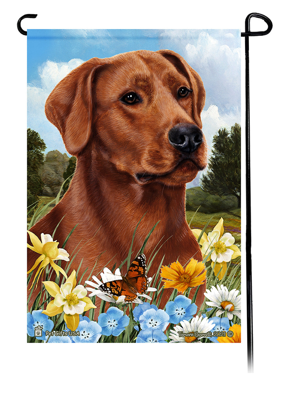 Labrador Retriever Summer Flowers - Garden Flag