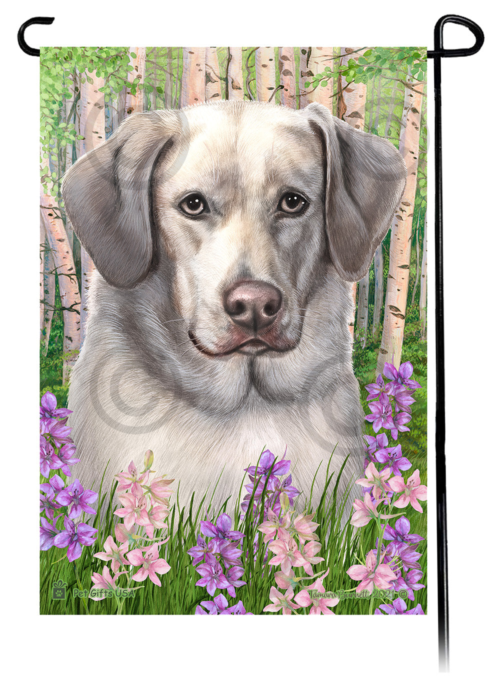 Labrador Retriever Spring Flowers - Garden Flag