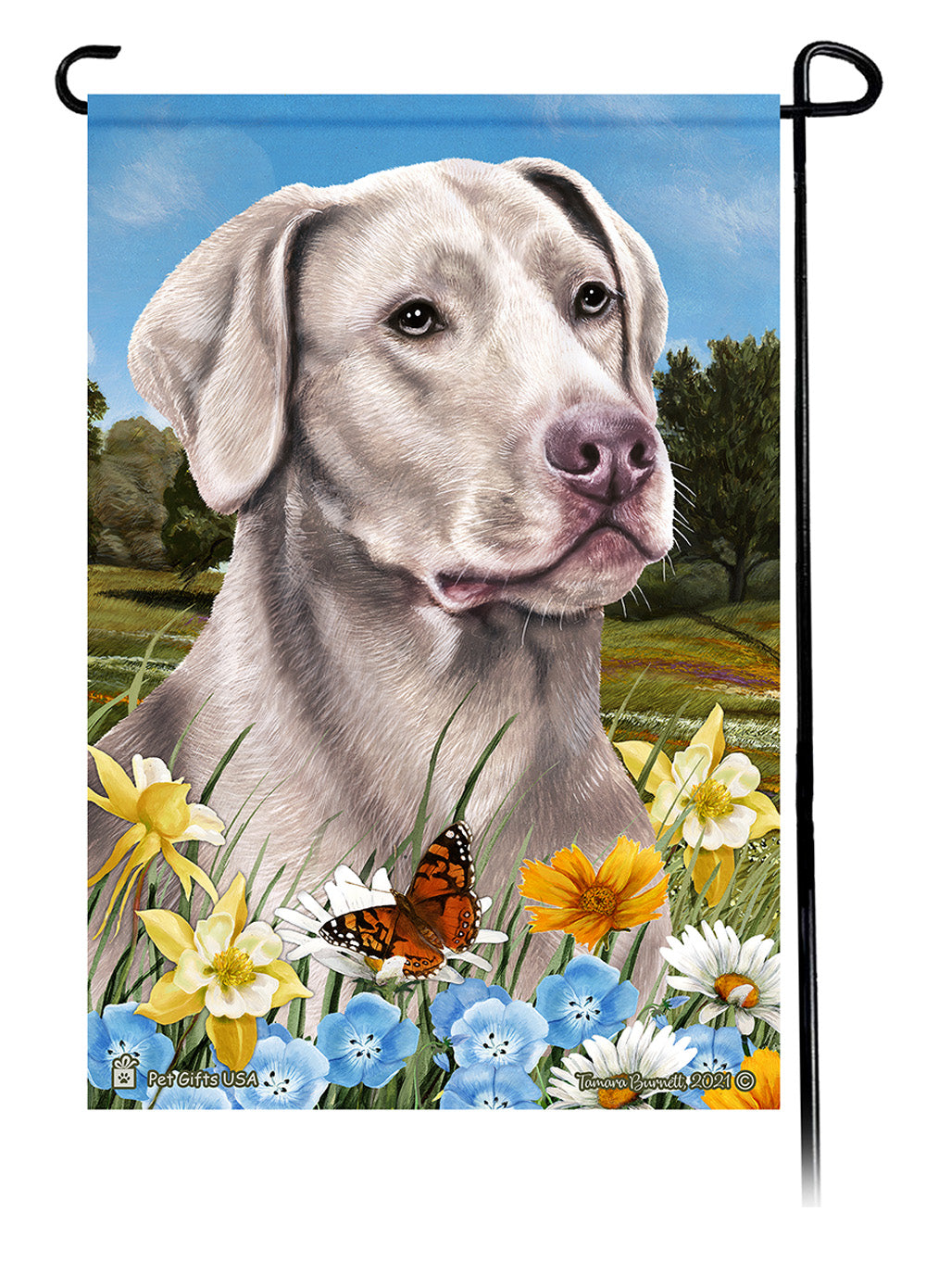 Labrador Retriever Summer Flowers - Garden Flag