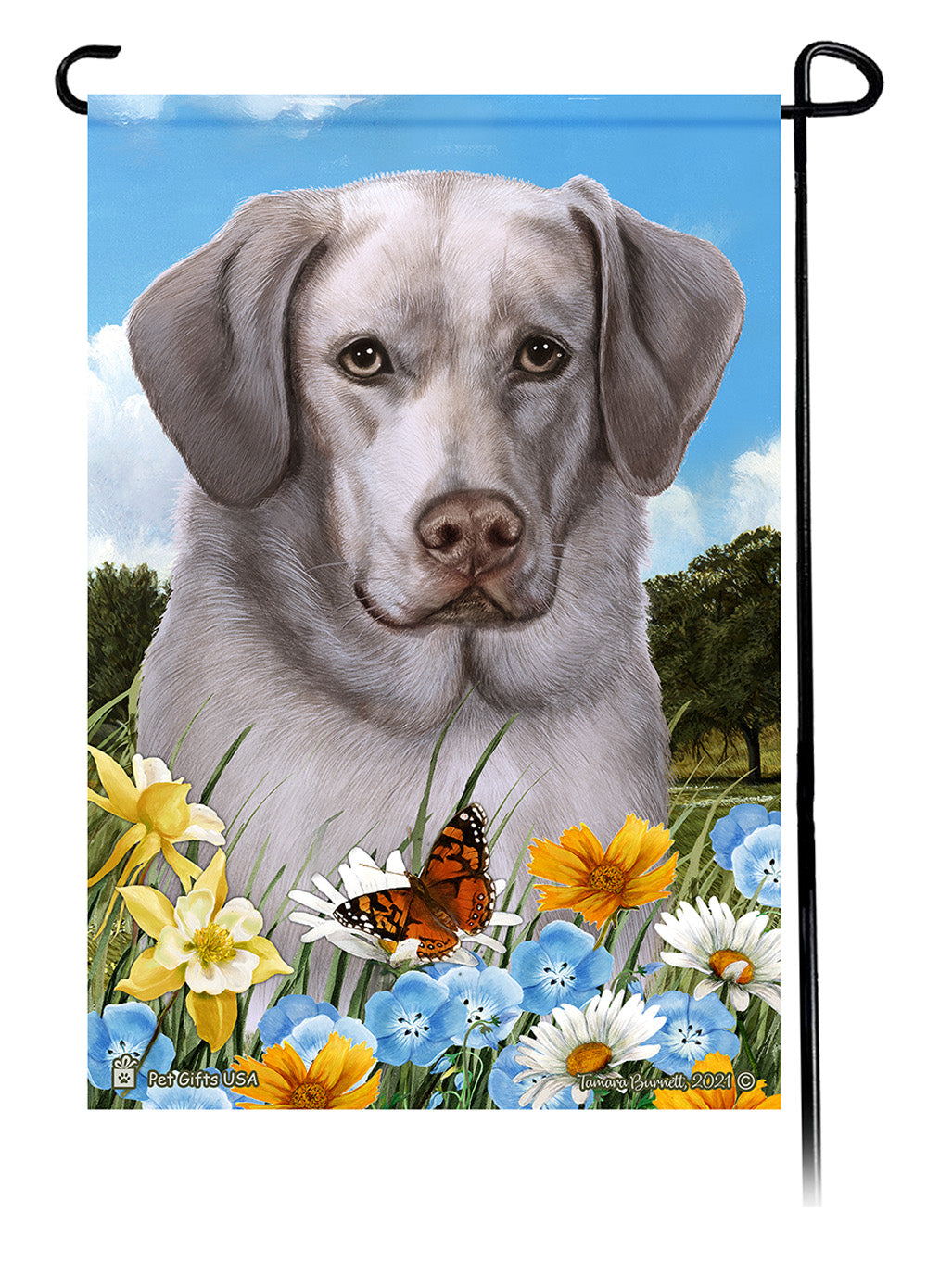 Labrador Retriever Summer Flowers - Garden Flag