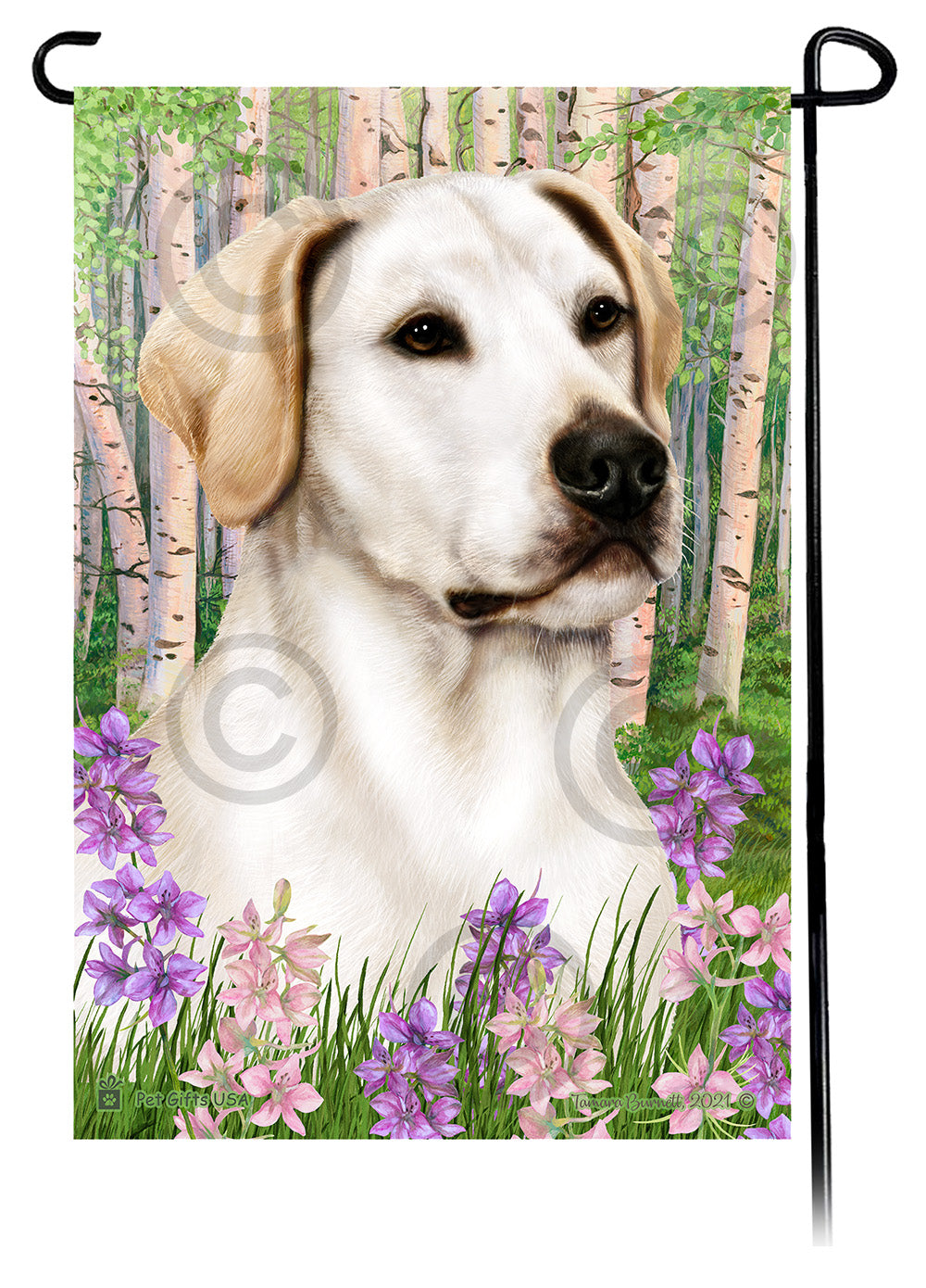 Labrador Retriever Spring Flowers - Garden Flag