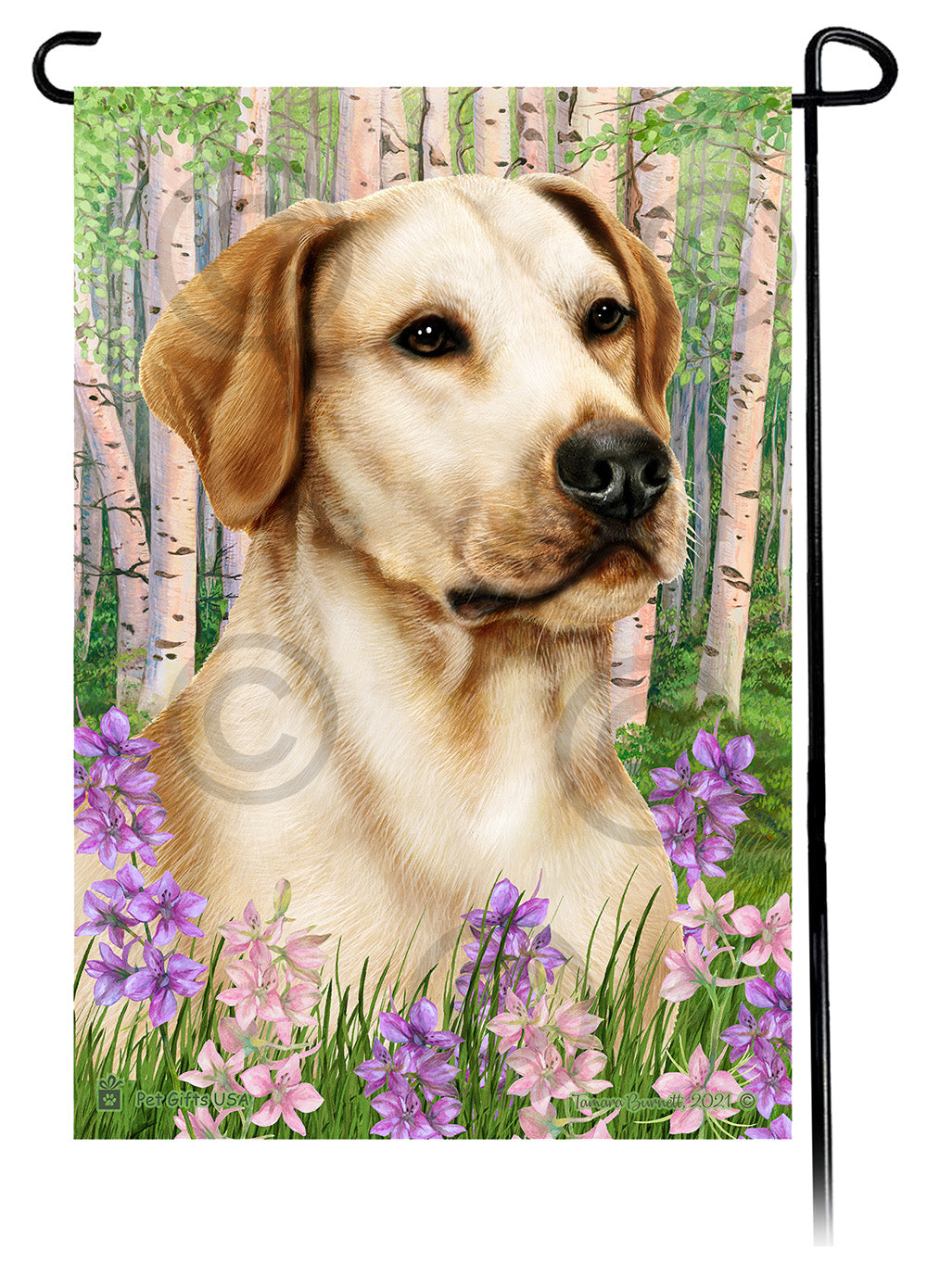 Labrador Retriever Spring Flowers - Garden Flag