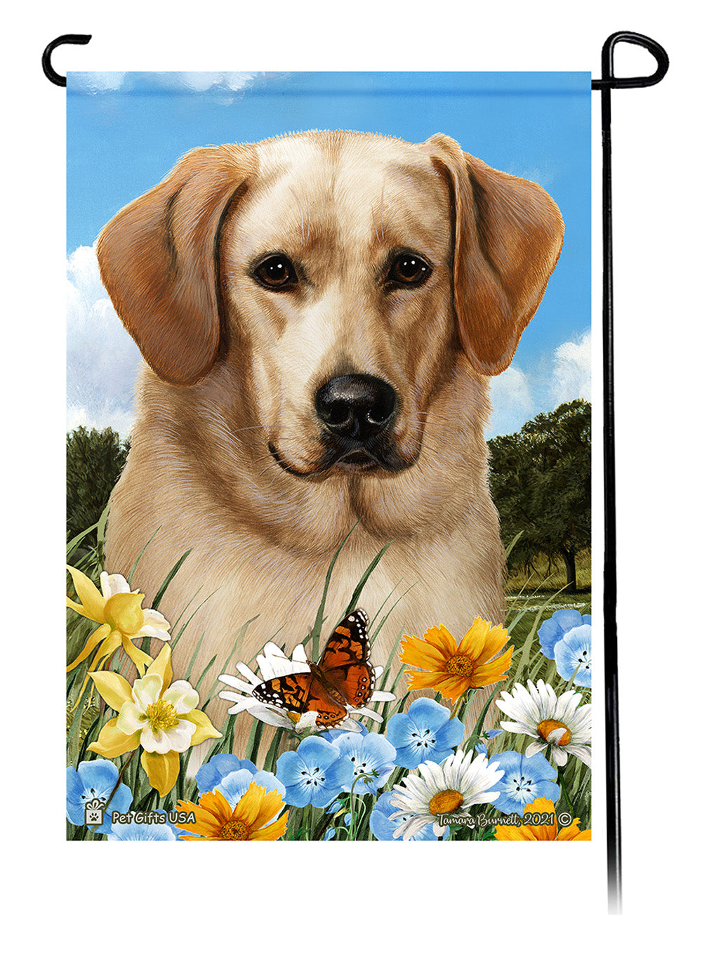 Labrador Retriever Summer Flowers - Garden Flag