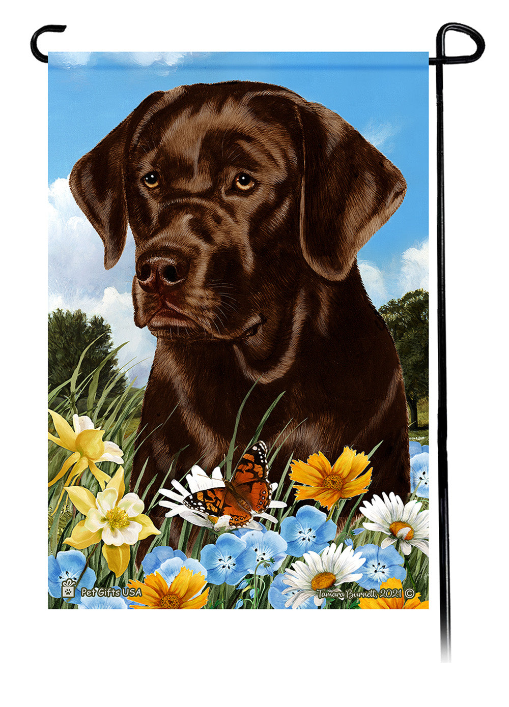 Labrador Retriever Summer Flowers - Garden Flag