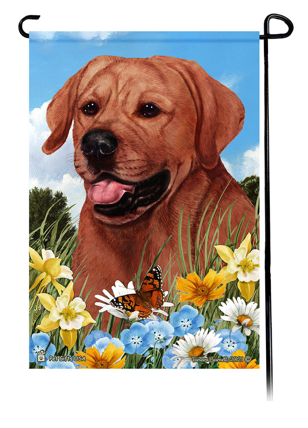 Labrador Retriever Summer Flowers - Garden Flag