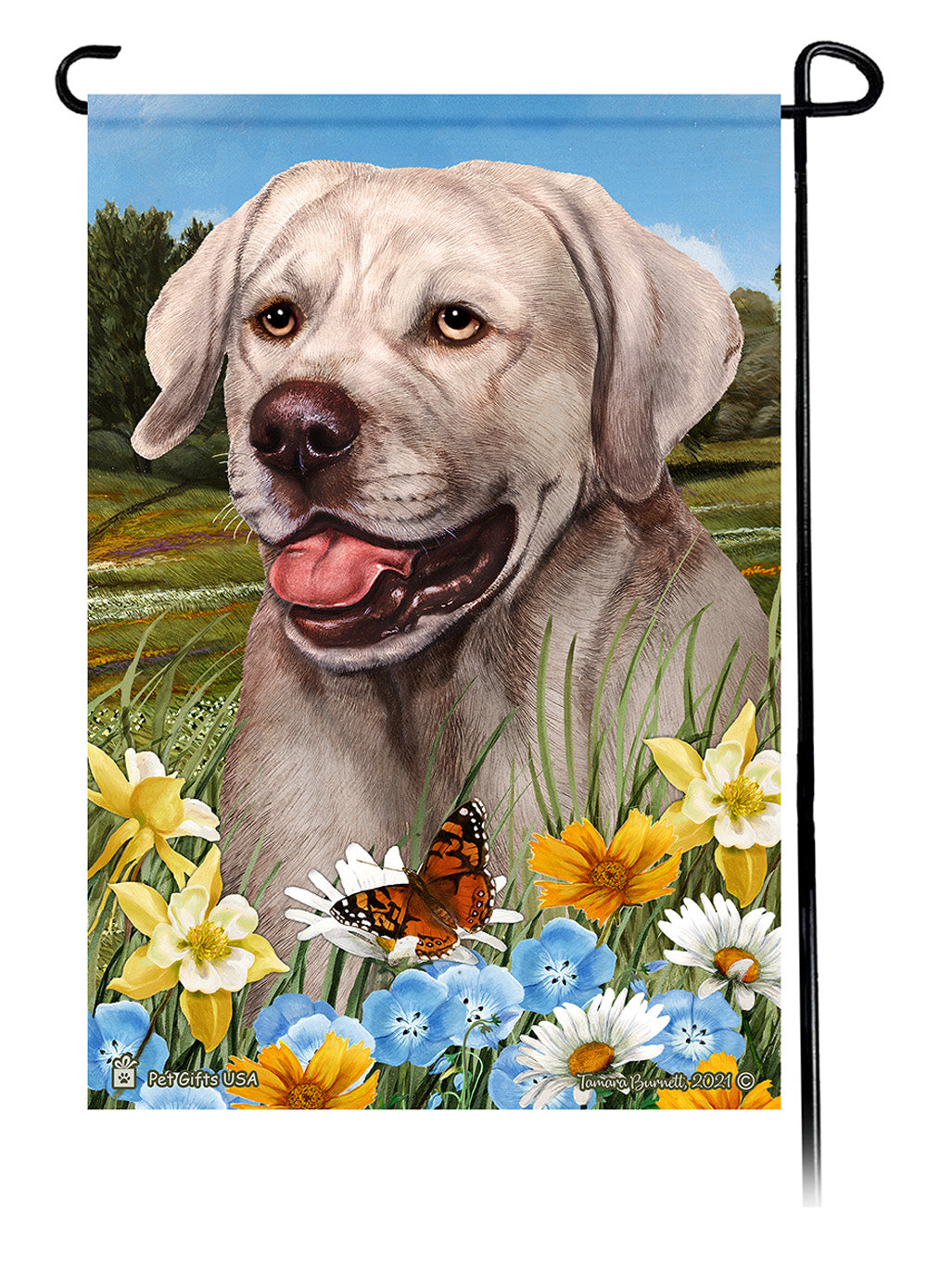 Labrador Retriever Summer Flowers - Garden Flag