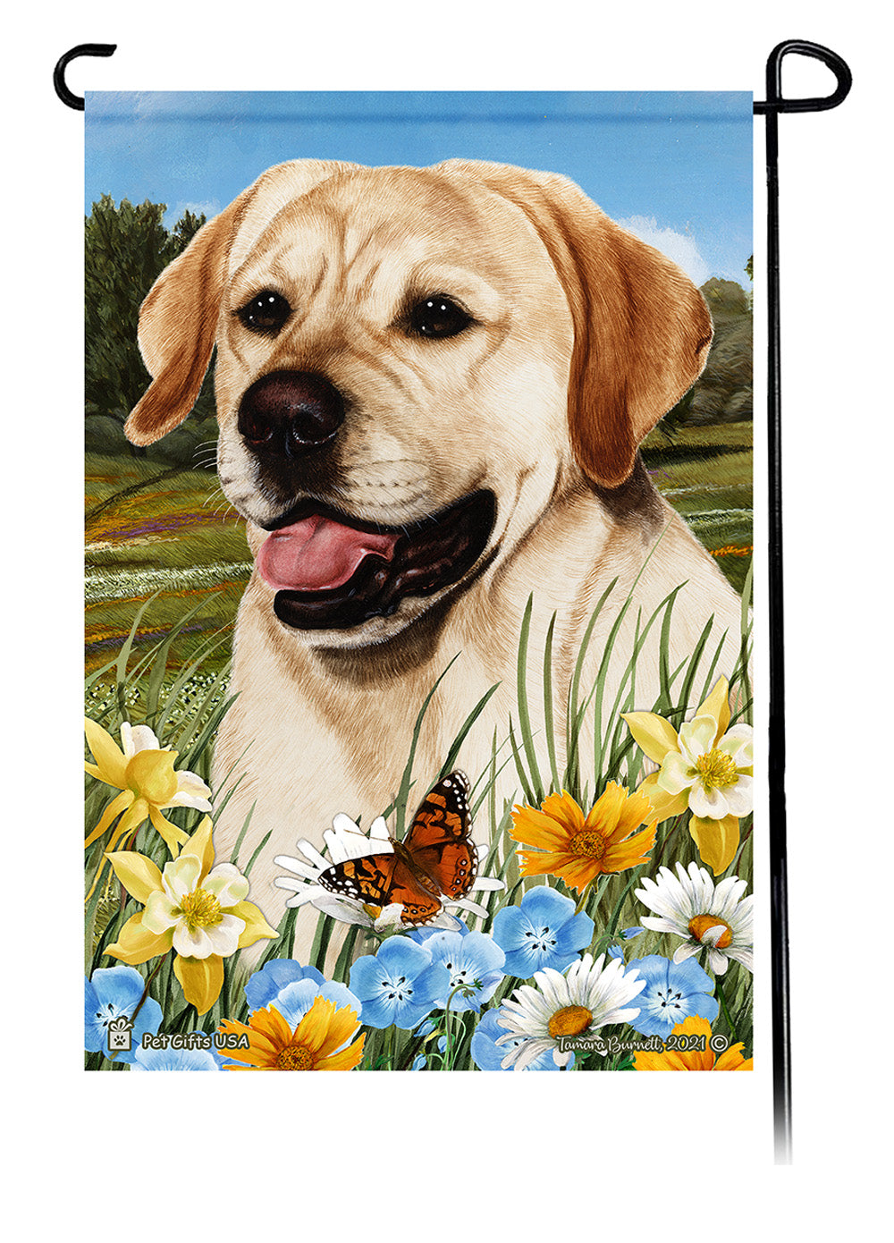 Labrador Retriever Summer Flowers - Garden Flag
