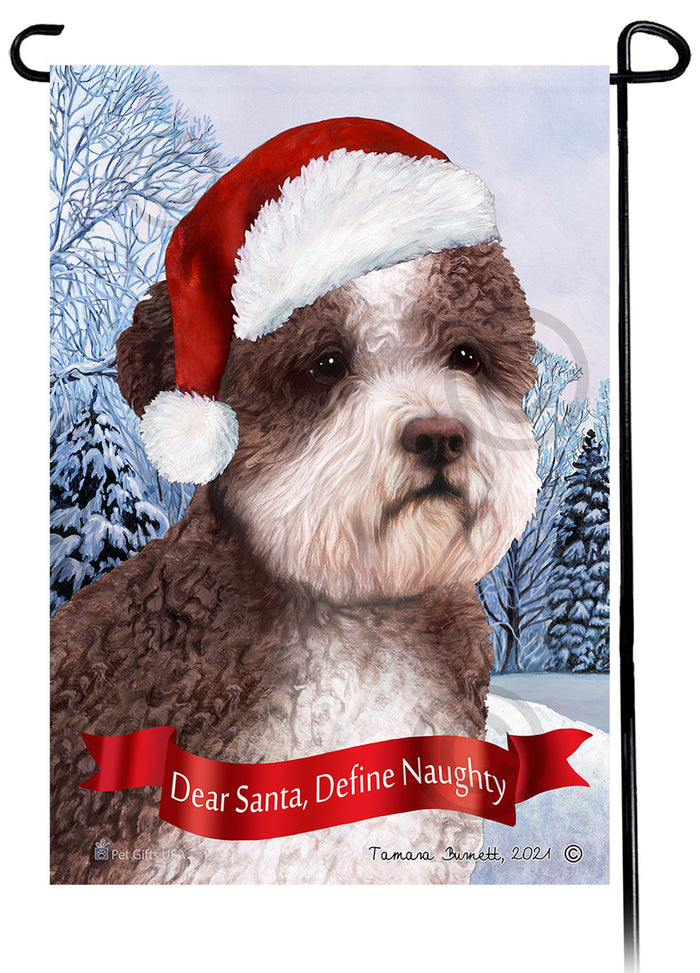 Lagotto Romagnolo Dear Santa Define Naughty Garden Flags