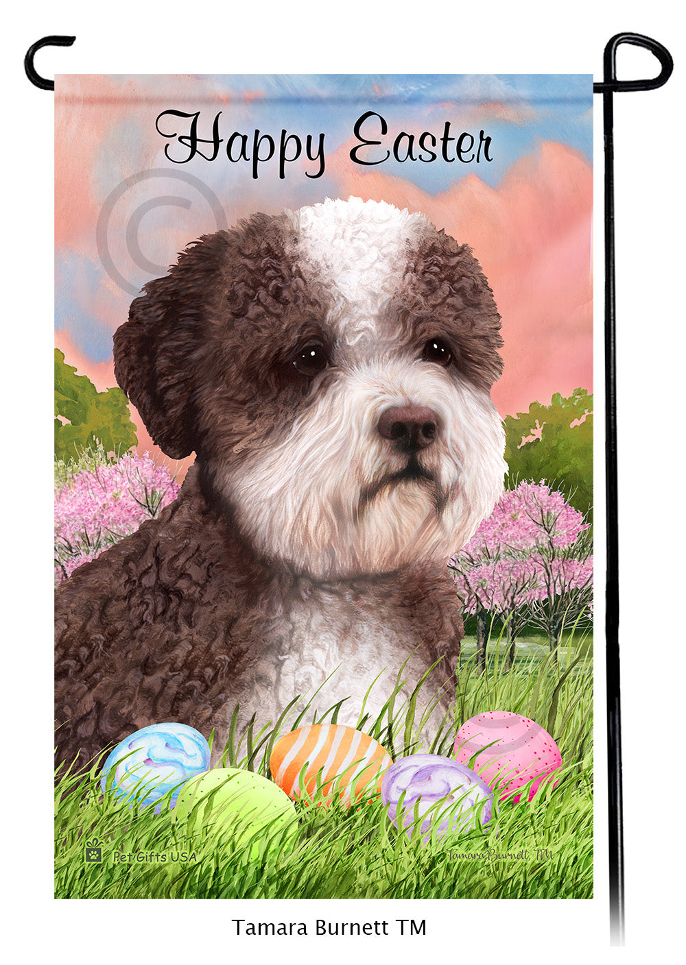 Lagotto Romagnolo Happy Easter - Garden Flag