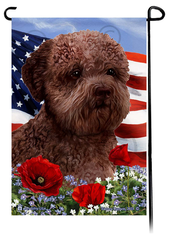 Lagotto Romagnolo Patriotic Flowers Garden Flags