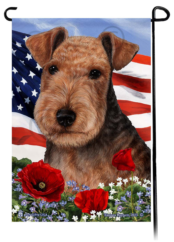 Lakeland Terrier Patriotic Flowers Garden Flags