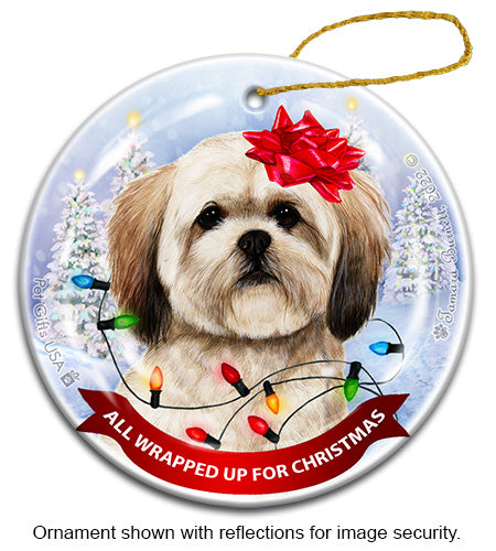 Lhasa Apso All Wrapped Up Ornament