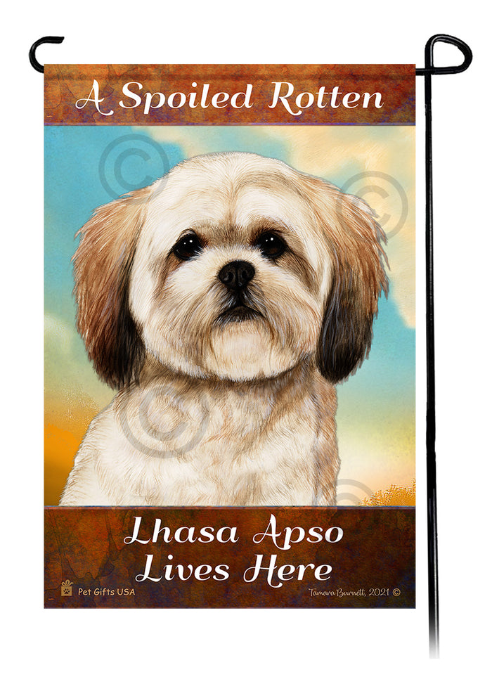 Lhasa Apso Spoiled Rotten Garden Flags