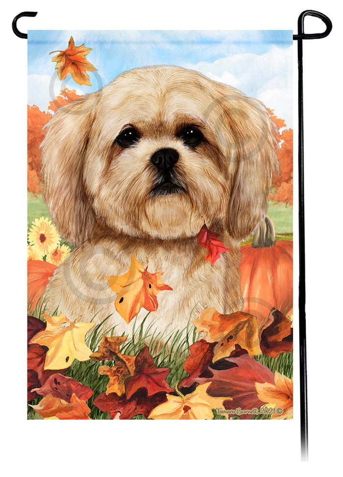 Lhasa Apso Falling Leaves Garden Flags