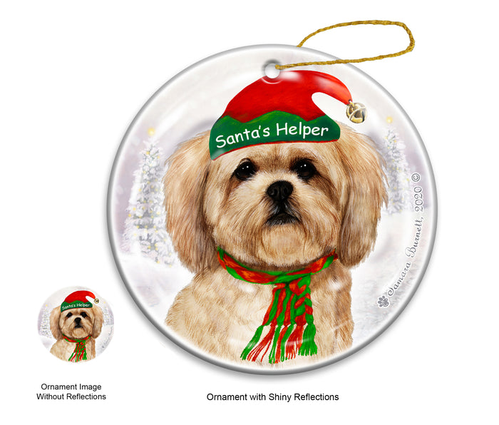 Lhasa Apso Brown - Santa's Helper Ornament