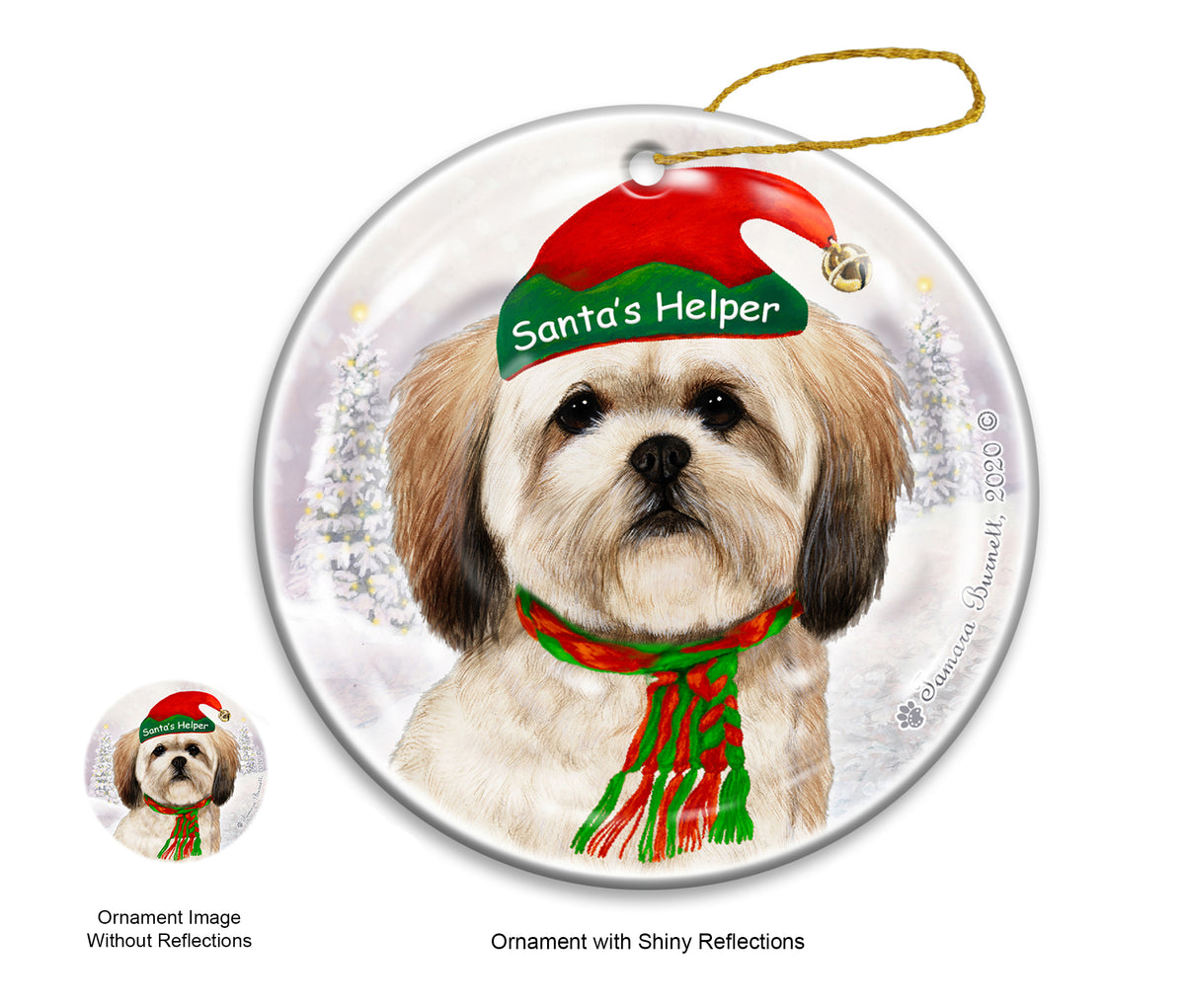 Lhaso Apso - Santa's Helper Ornament