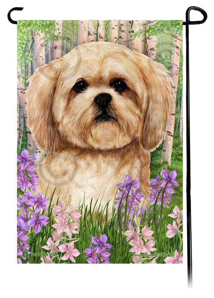 Lhasa Apso Spring Flowers Garden Flags