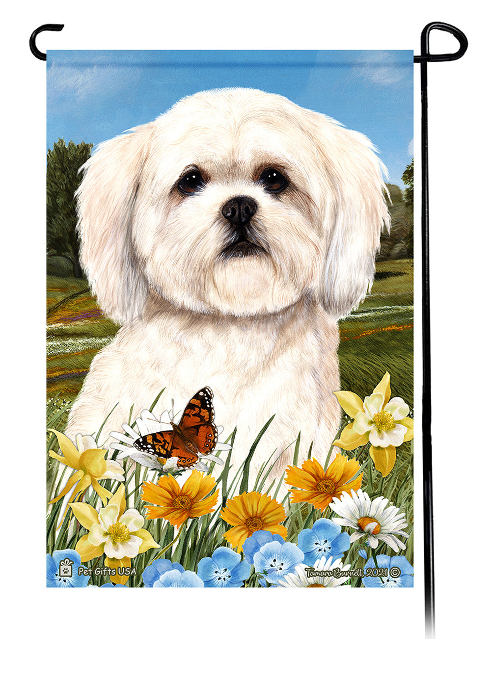 Lhasa Apso Summer Flowers - Garden Flag