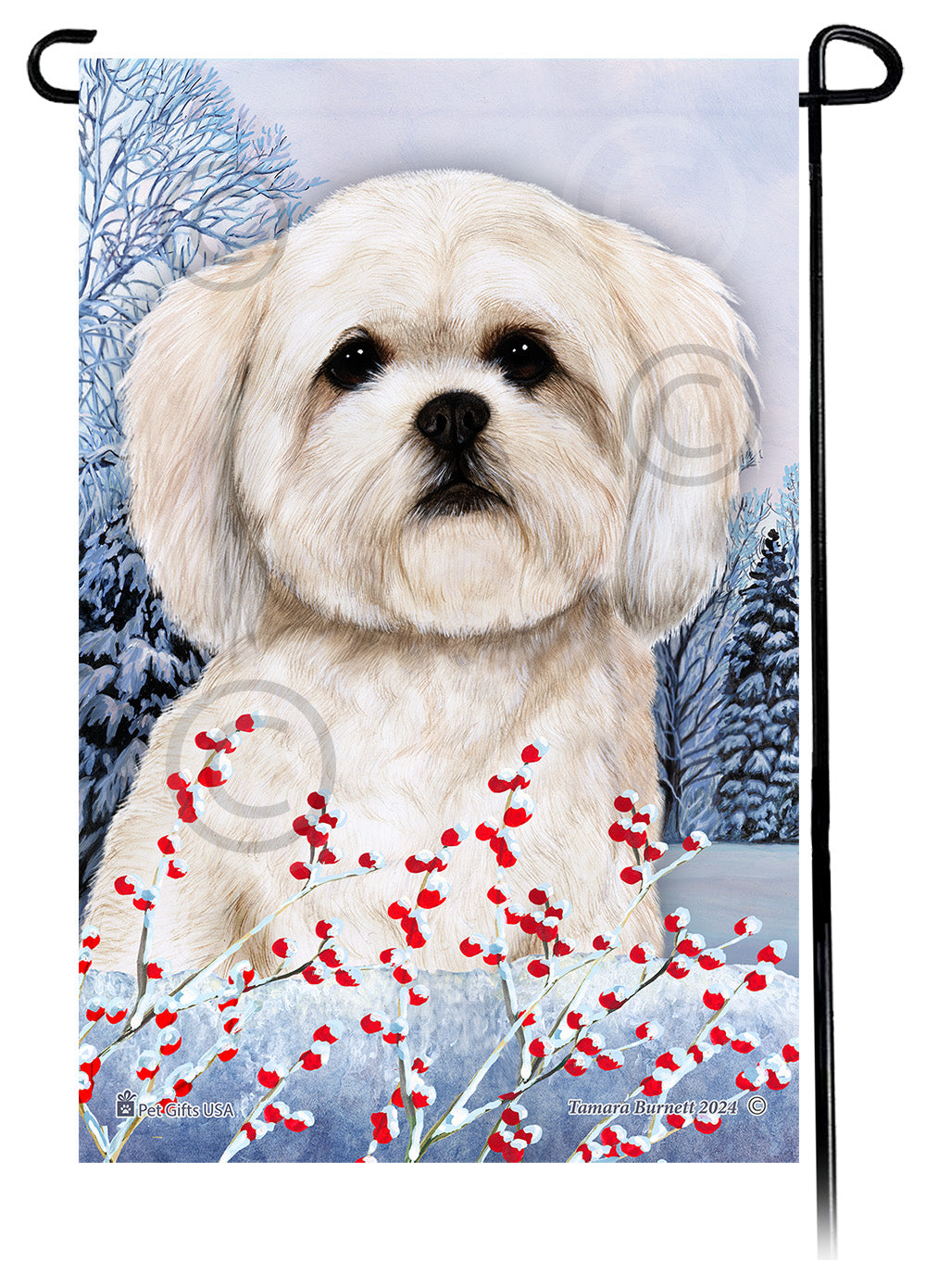 Lhasa Apso Winterberries - Garden Flag