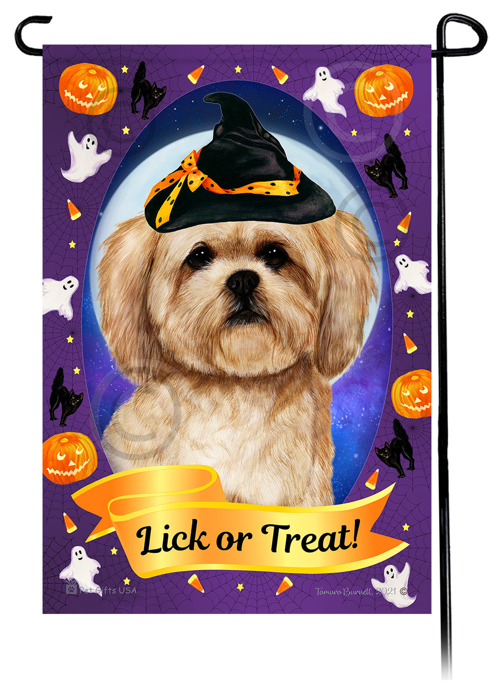 Lhasa Apso Halloween Howls - Garden Flag