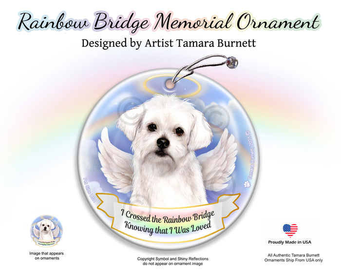 Maltese White Rainbow Bridge Memorial Ornament