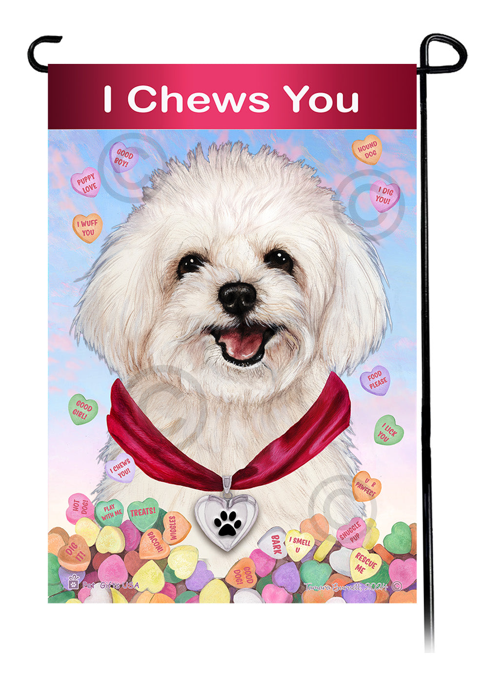 Maltipoo Valentine Sweetheart Garden Flags