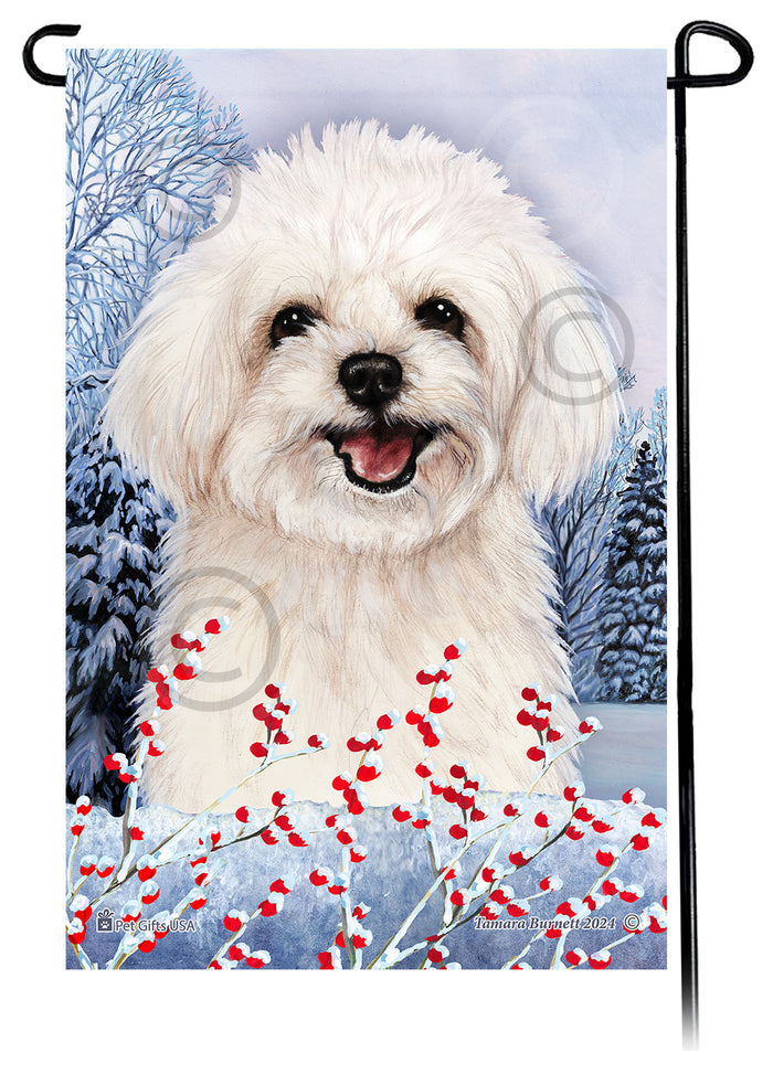 Maltipoo Winterberries Garden Flags