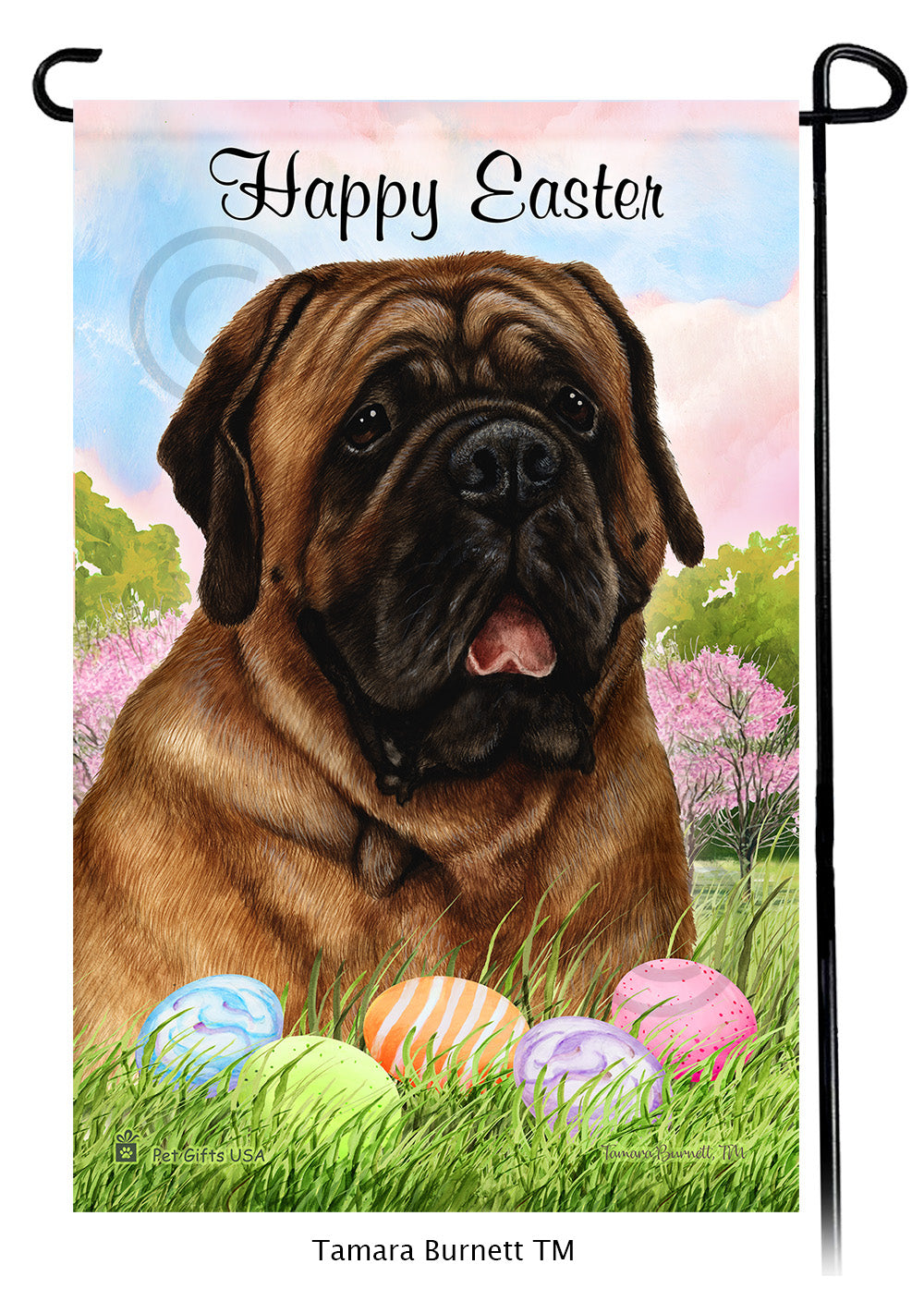 Mastiff Happy Easter Garden Flags