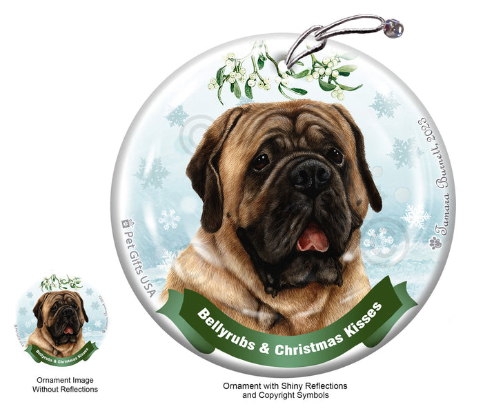 Mastiff Fawn Bellyrubs and Christmas Kisses Ornament