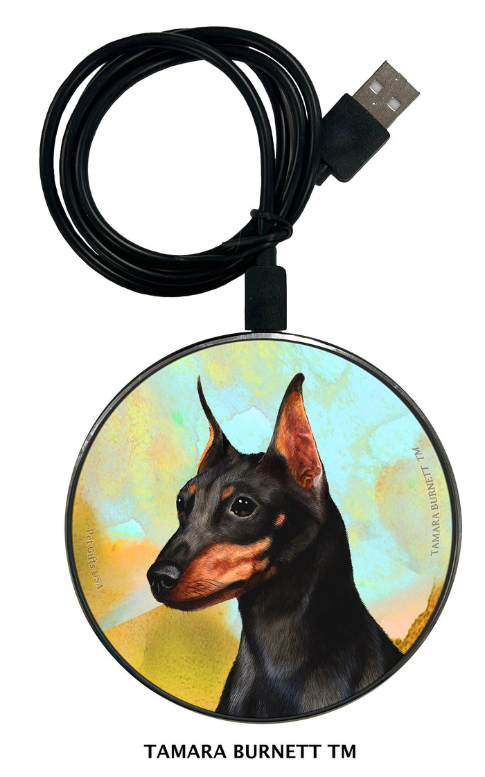 Miniature Pinscher Cropped Black and Tan Zoomies Wireless Charger