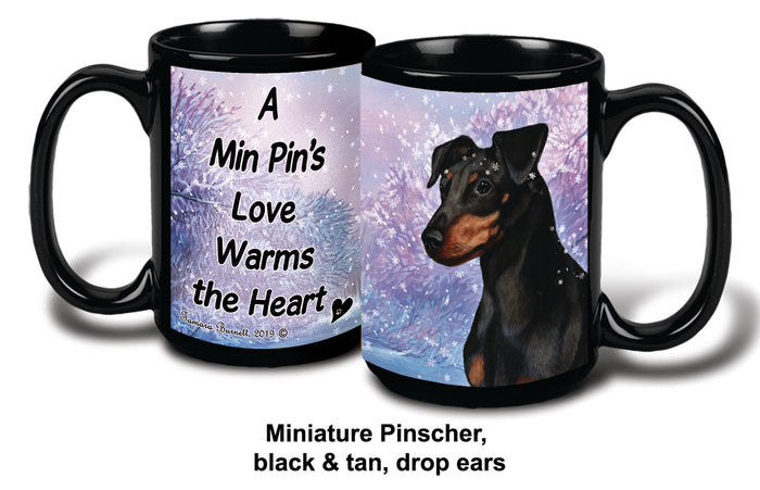 Min Pin Uncrop Black Winter Mug 15 oz