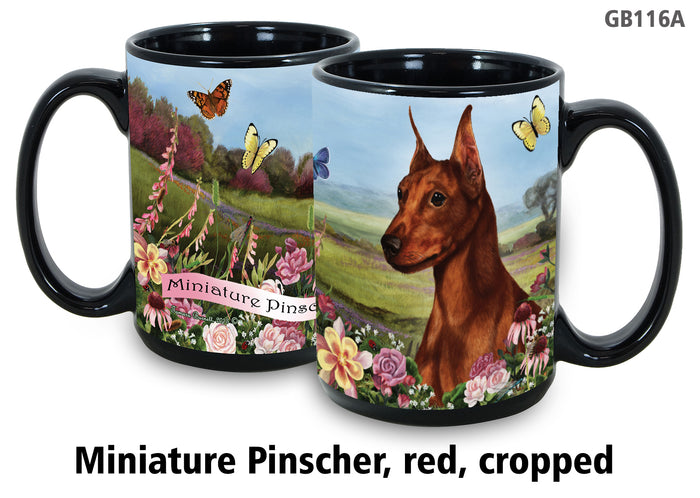Miniature Pinscher Red Cropped - Garden Party Fun Mug 15 oz