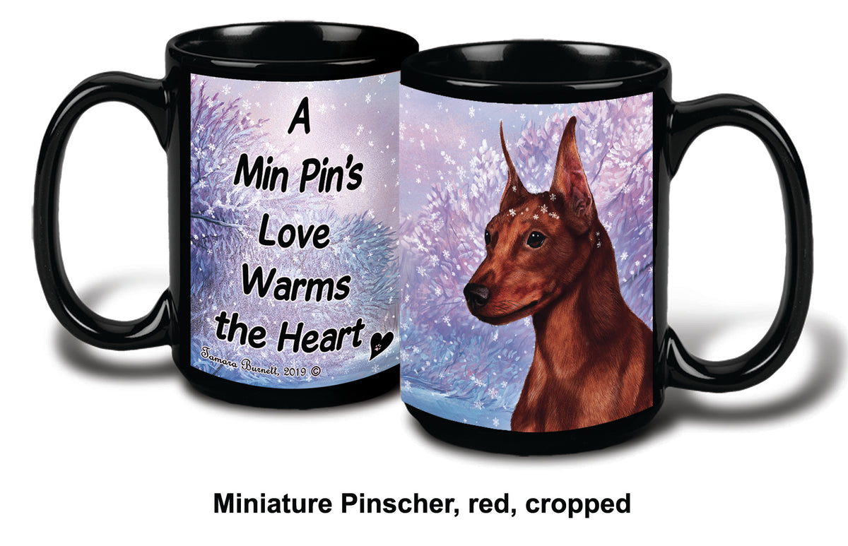 Miniature Pinscher Cropped Black & Tan Winter Mug 15 oz