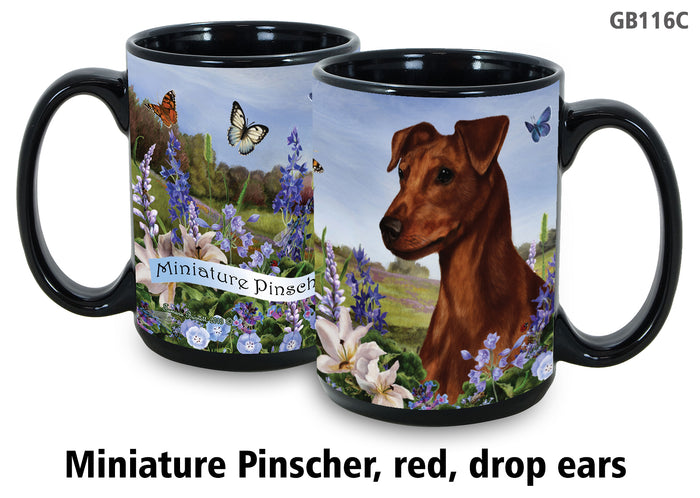 Miniature Pinscher Red Uncropped - Garden Party Fun Mug 15 oz