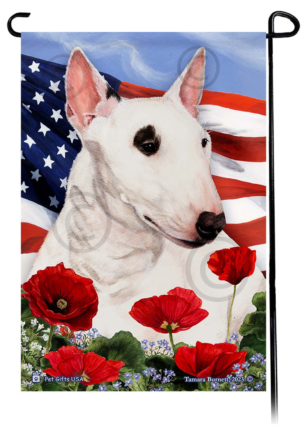 Bull Terrier Mini Patriotic Flowers Garden Flags