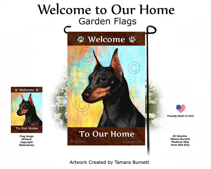 Miniature Pinscher Welcome To Our Home Garden Flags