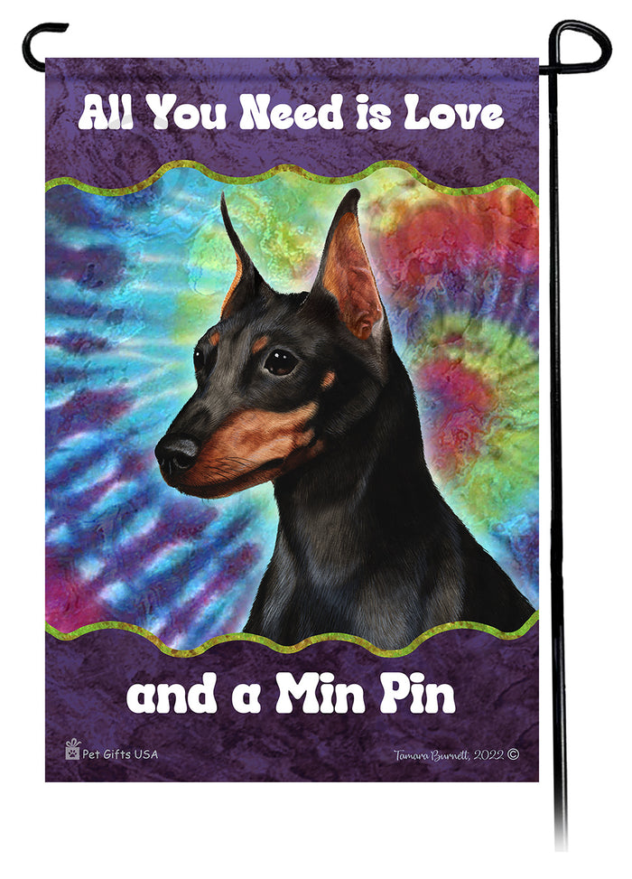 Miniature Pinscher All You Need Is Love Garden Flags