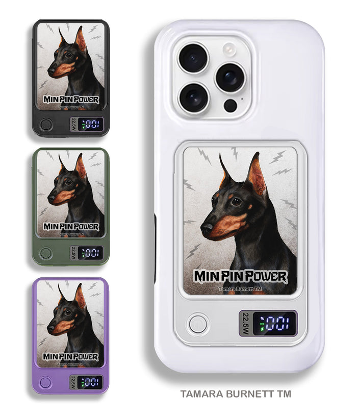 Miniature Pinscher Cropped Black and Tan Phone Bank Wireless Charger