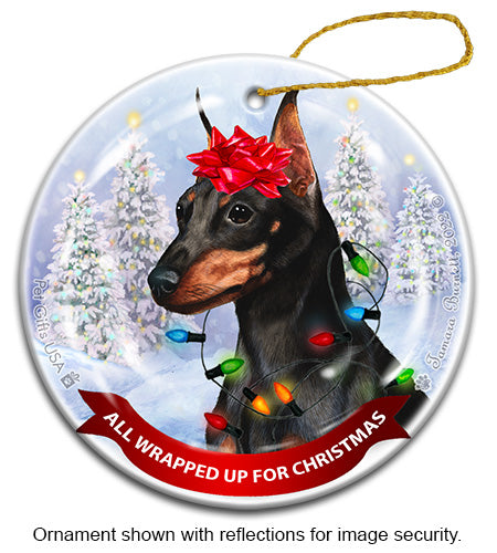 Miniature Pinscher All Wrapped Up Ornament