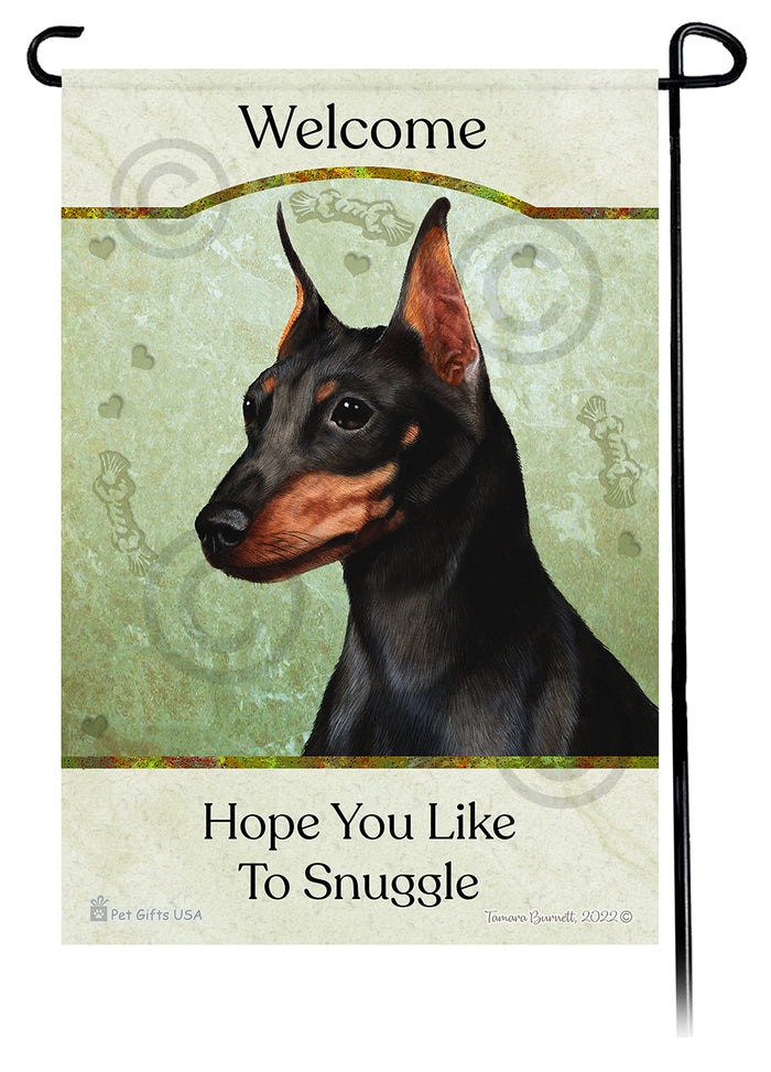 Miniature Pinscher Hope You Like To Snuggle Garden Flags