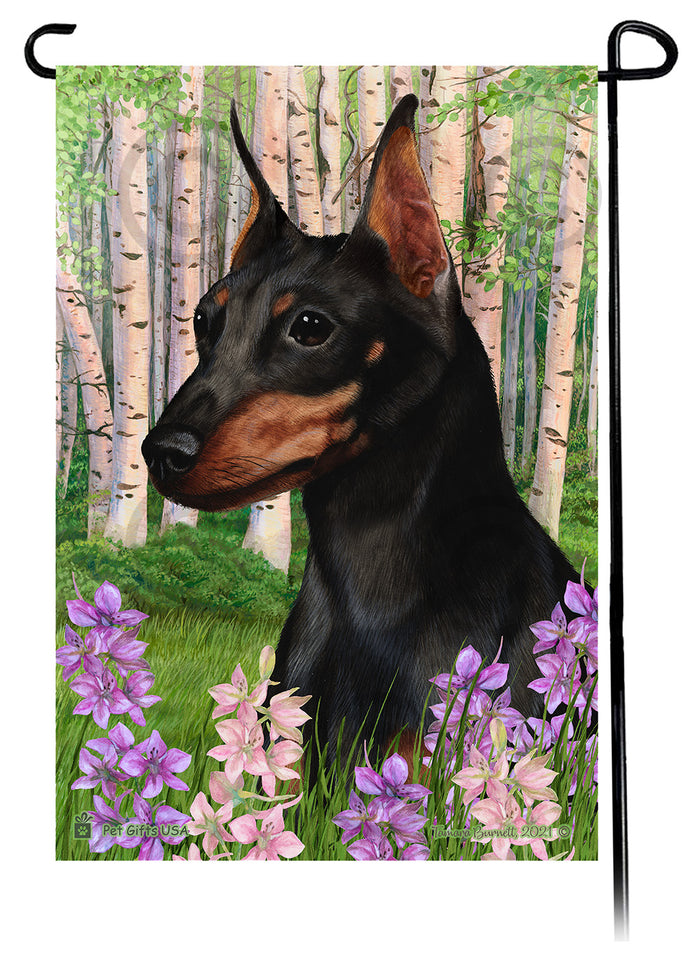 Miniature Pinscher Spring Flowers Garden Flags
