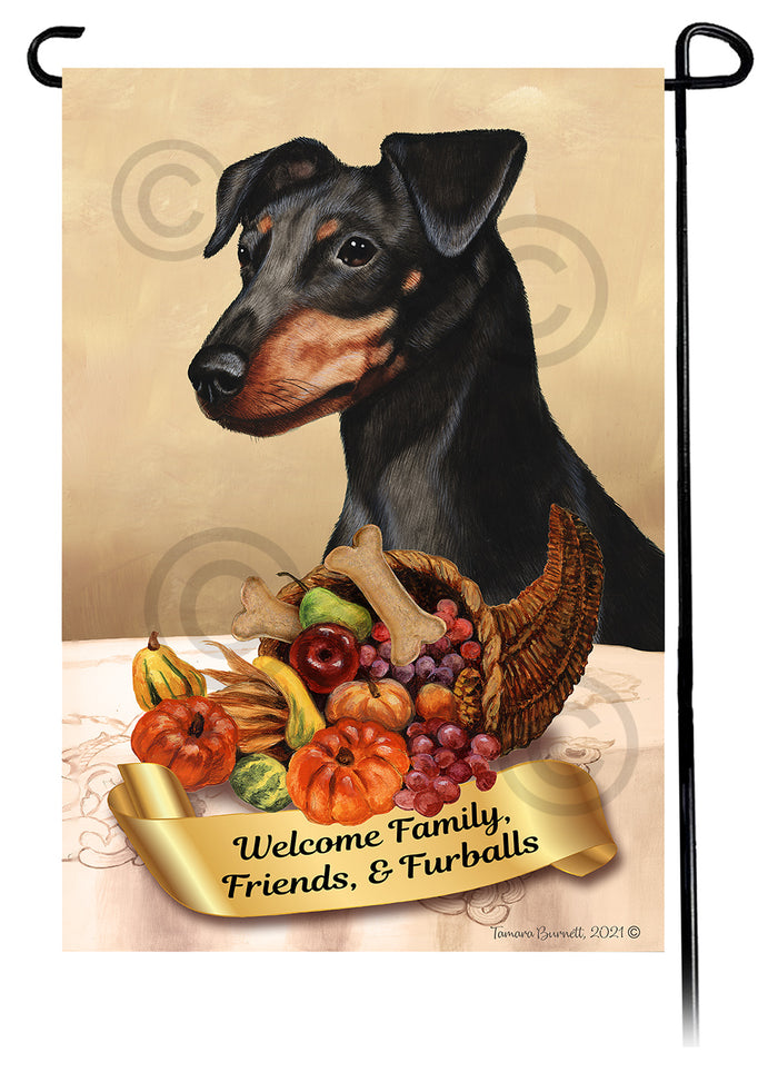 Miniature Pinscher Thanksgiving - Garden Flag