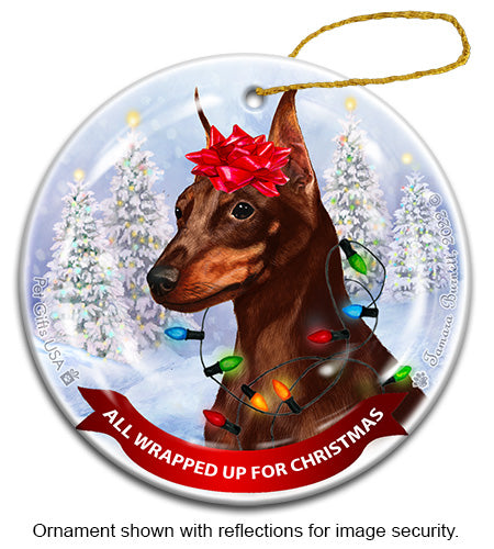 Miniature Pinscher Cropped Chocolate Ornament