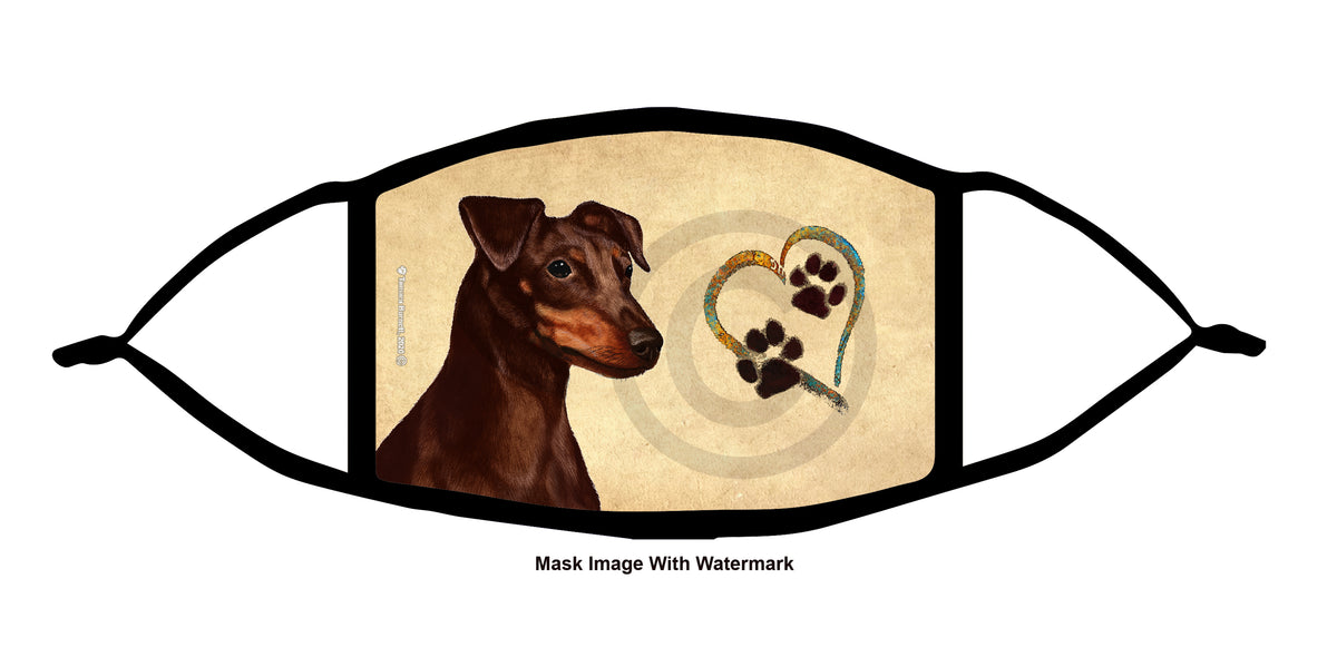 Miniature Pinscher (Chocolate and Tan, Uncropped) Face Mask